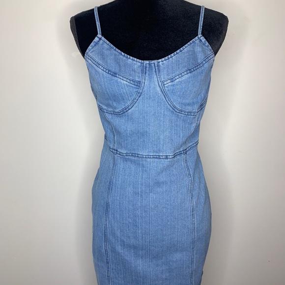 Shein light wash denim cami body dress - Picture 3 of 5